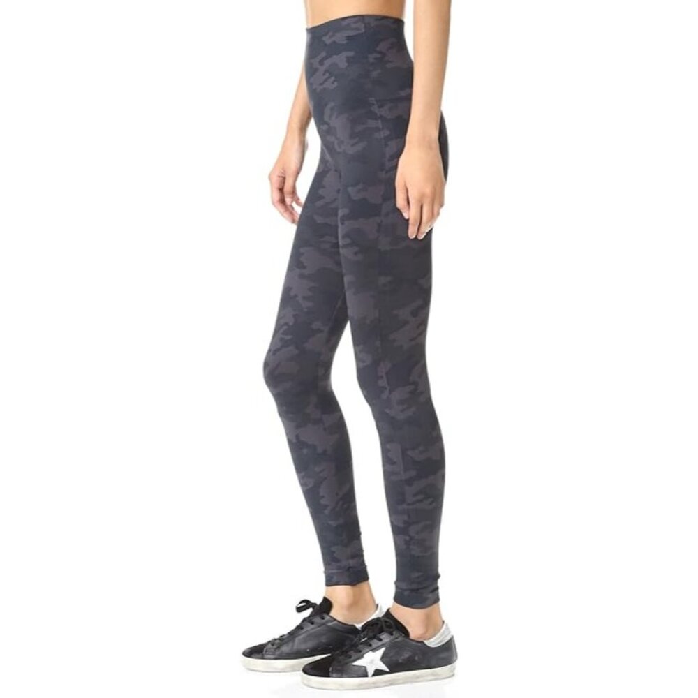 Spanx Womens Look at Me Now Seamless Leggings Black Camo Printed High-Waisted S